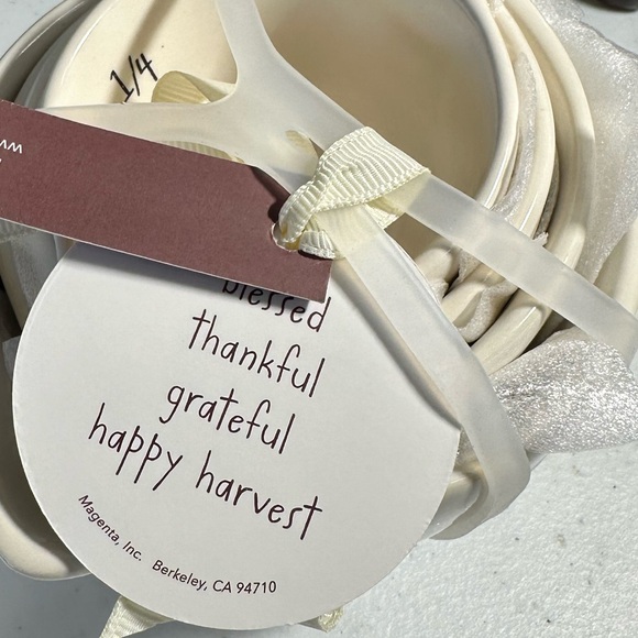 NEW Rae Dunn HAPPY HARVEST, GRATEFUL, THANKFUL, BLESSED MEASURING CUPS Set/4 - Picture 2 of 5